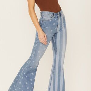 Shyanne Blue Star and Stripe Wide Leg Jeans